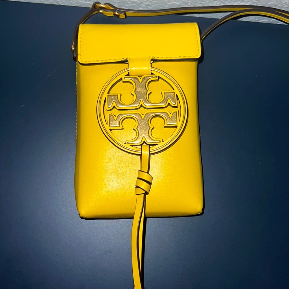 Tory Burch Yellow Leather Crossbody Phone Bag